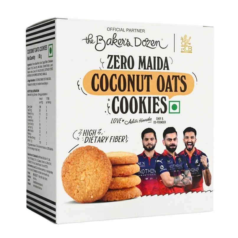 The Baker's Dozen Zero Maida Coconut Oats Cookies | Premium Oats Biscuit cookies | Coconut Biscuit