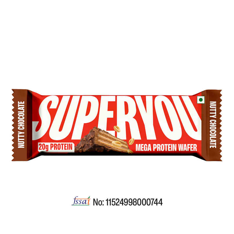 SuperYou 20g Protein Mega Wafer | Nutty Chocolate | Made With Atta & Jowar, No Added Sugar, No Palm Oil
