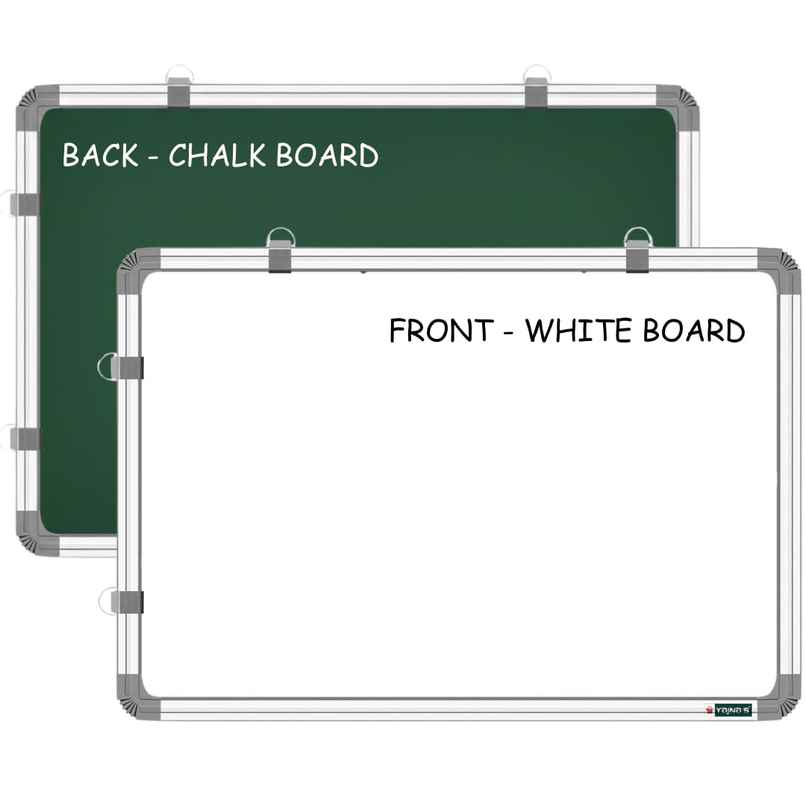 Yajnas Double-Sided Whiteboard & Chalkboard | 1.5 x 2 Ft | For Study, Home & Office Use Yajnas Double-Sided Whiteboard & Chalkboard | 1.5 x 2 Ft | For Study, Home & Office Use