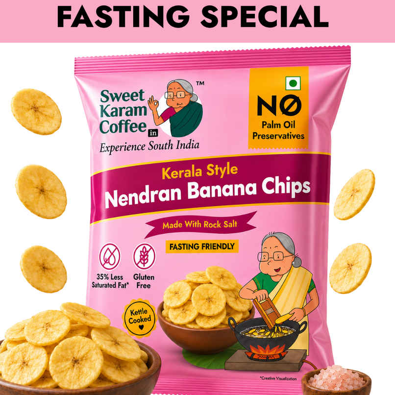 Sweet Karam Coffee Rock Salt Nendran Banana Chips - Fasting (Vrat) Special Sweet Karam Coffee Rock Salt Nendran Banana Chips - Fasting (Vrat) Special