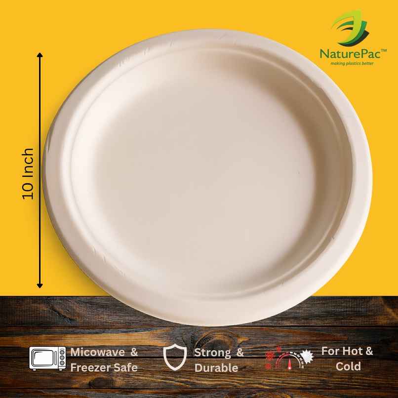 Round Disposable Plate | 10 inch | Naturepac