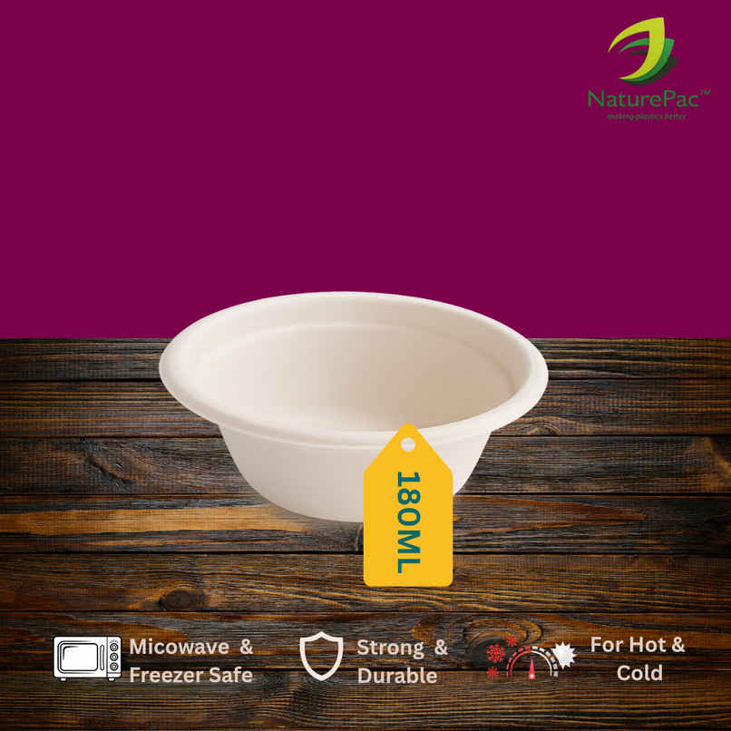 Bagasse Bowl | Round | 180 ml | 25 pcs | Naturepac Bagasse Bowl | Round | 180 ml | 25 pcs | Naturepac