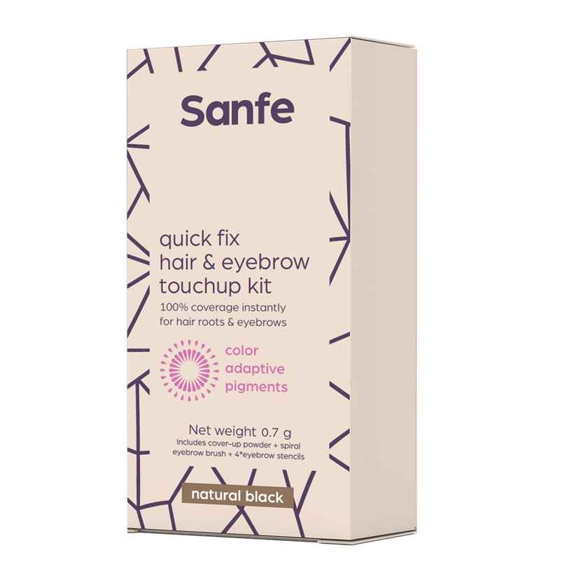 Sanfe Quick Fix Hair & Eyebrow Touch Up Kit | Black | Root Cover Up Powder Stick for Grey Hair