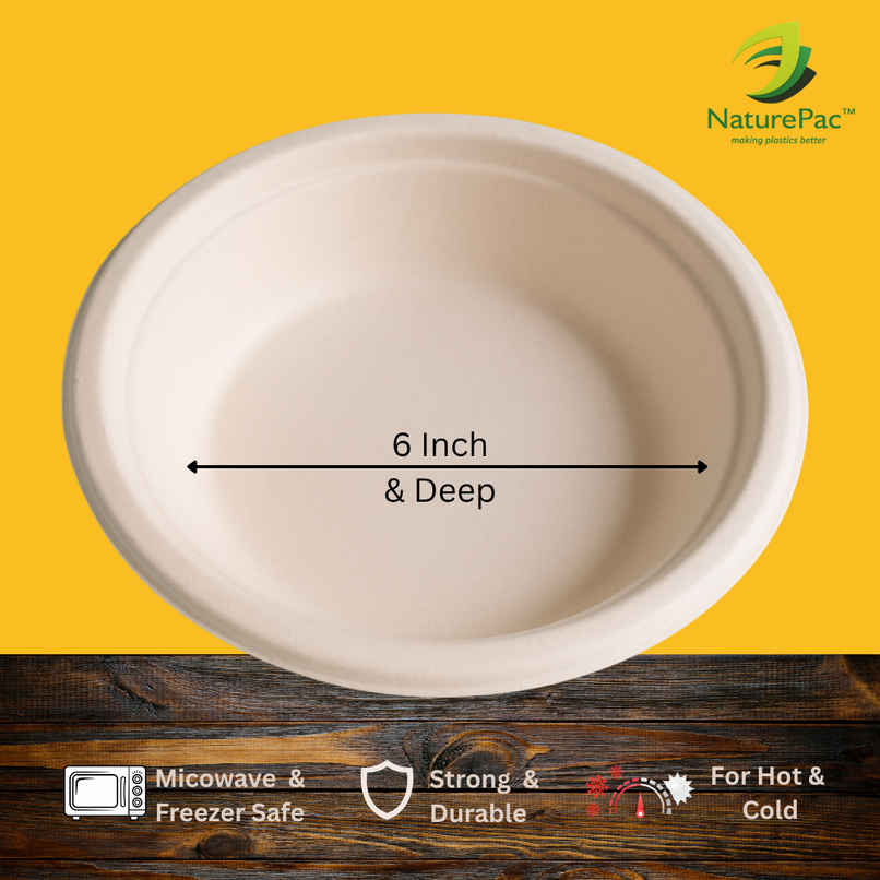 Round Disposable Deep Plate | 6 inch | Naturepac Round Disposable Deep Plate | 6 inch | Naturepac