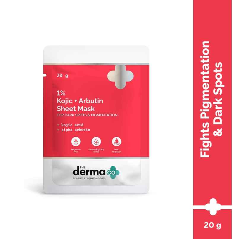 The Derma Co. Kojic Acid + Arbutin Brightening Sheet Mask for Pigmentation & Dark Spots The Derma Co. Kojic Acid + Arbutin Brightening Sheet Mask for Pigmentation & Dark Spots