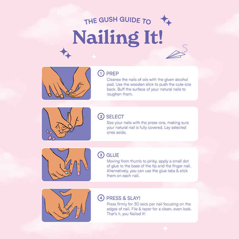 Gush Beauty Nailed It | Reusable Luxury Press On Nails With Application Kit - Cherry Cola Cat Eye