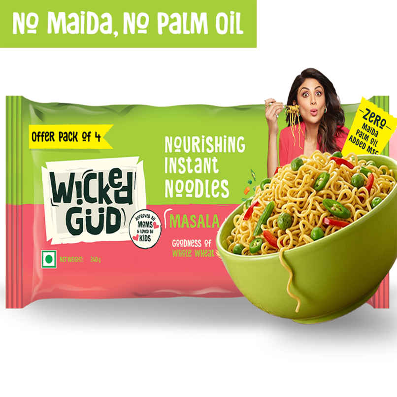WickedGud Whole Wheat Masala Noodles | No Maida | No Palm Oil | Source of Protein WickedGud Whole Wheat Masala Noodles | No Maida | No Palm Oil | Source of Protein