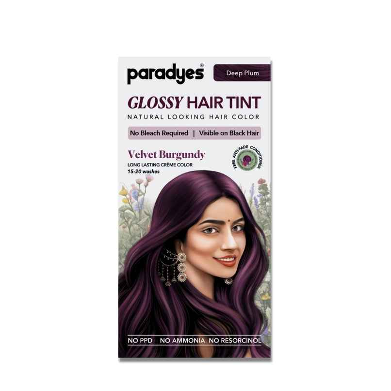 Paradyes No Bleach Velvet Burgundy Glossy Hair Tint, Ammonia|free Hair Color for Natural Black Hair