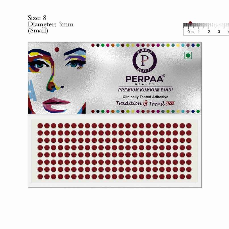 PERPAA Bindi Light Maroon | 1 Flap | Size 8 Diameter 3 mm | Round Kumkum Bindi for women