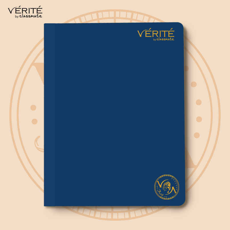Verite by Classmate | Lay Flat Notebook | Royal Blue | Size 240 X 180 | Unruled | 120 Pages