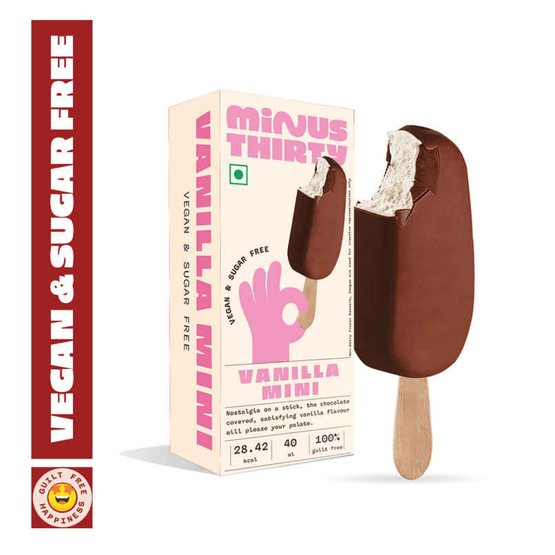 Minus Thirty Vanilla Mini Ice Cream Stick | Vegan & Sugar Free Minus Thirty Vanilla Mini Ice Cream Stick | Vegan & Sugar Free