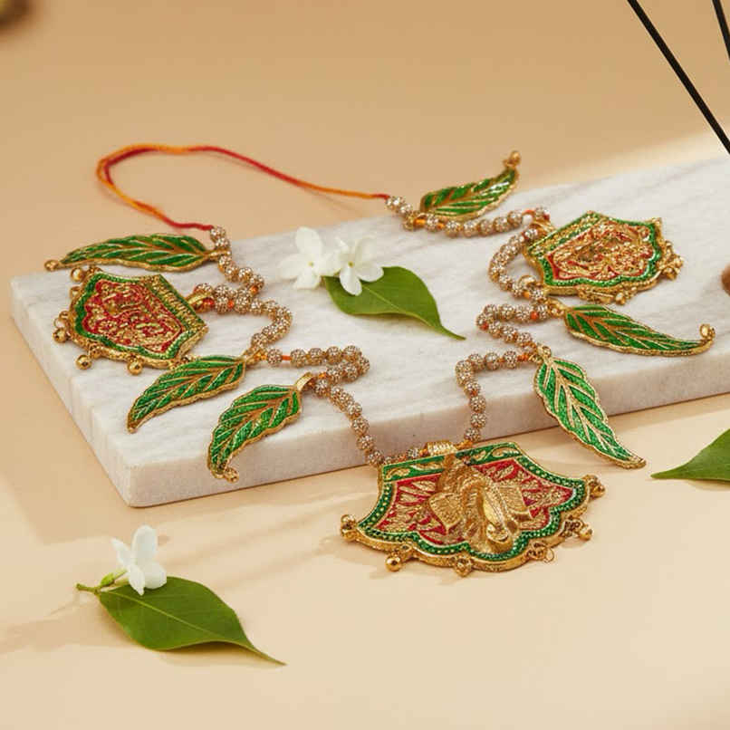 Pankhi Ganesh Farsa Bandarwan Shubh Laabh Toran | Gold & Green | Devnidhii