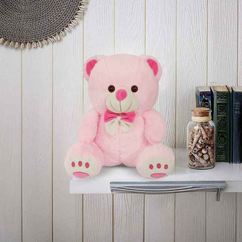 Webby Plush Cute Sitting Teddy Bear Soft Toys with Neck Bow and Foot Print, Pink 35 cm Webby Plush Cute Sitting Teddy Bear Soft Toys with Neck Bow and Foot Print, Pink 35 cm