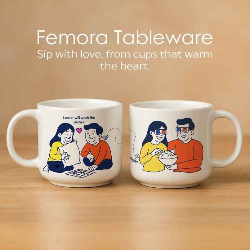 Femora Matte Finish Ceramic Couple Mug
