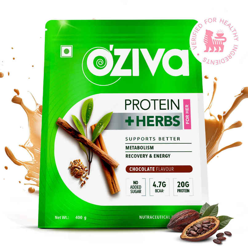 Oziva Protein & Herbs For Women | Whey Protein For Energy, Metabolism Blend | Chocolate