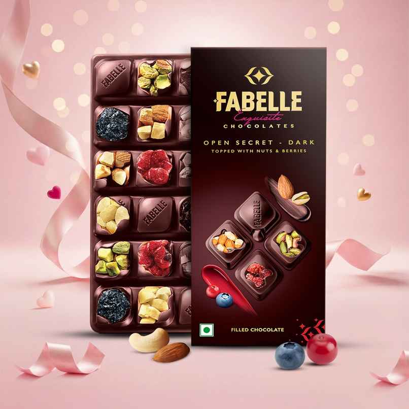 Fabelle Open Secret Dark Chocolate Handcrafted Bar with Exotic Nuts & Berries Handcrafted Bar