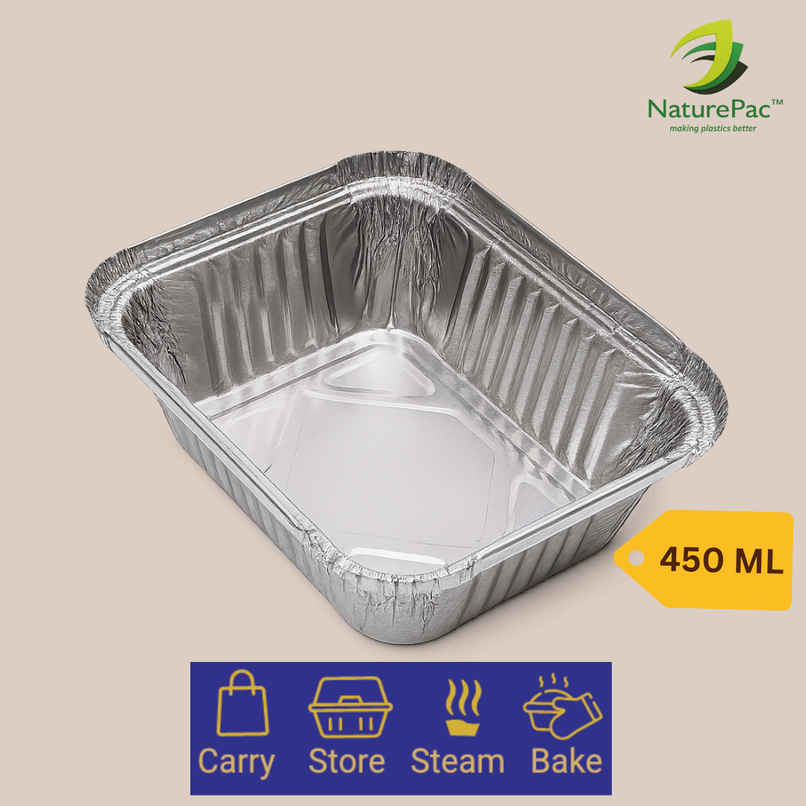 Naturepac Foil Container + Lid | 450 ml | Sturdy & Practical Naturepac Foil Container + Lid | 450 ml | Sturdy & Practical