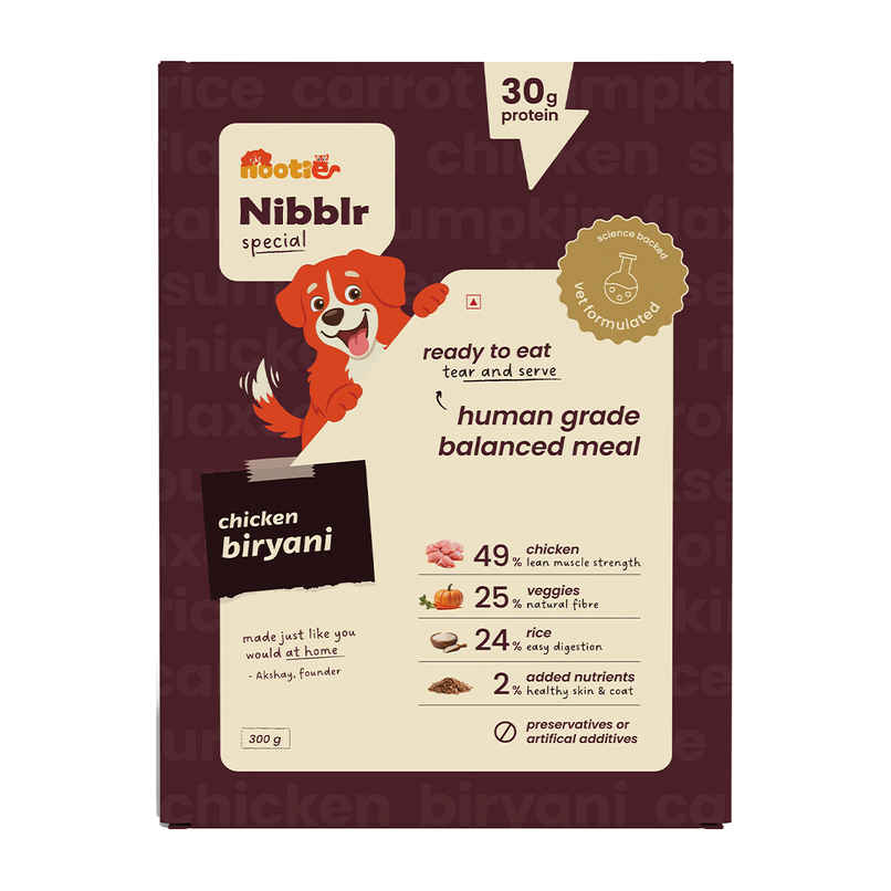 Nibblr By Nootie Fresh Chicken Biryani Wholesome Meal | Chicken Liver & Rice Dog Wet Food 300gm Nibblr By Nootie Fresh Chicken Biryani Wholesome Meal | Chicken Liver & Rice Dog Wet Food 300gm