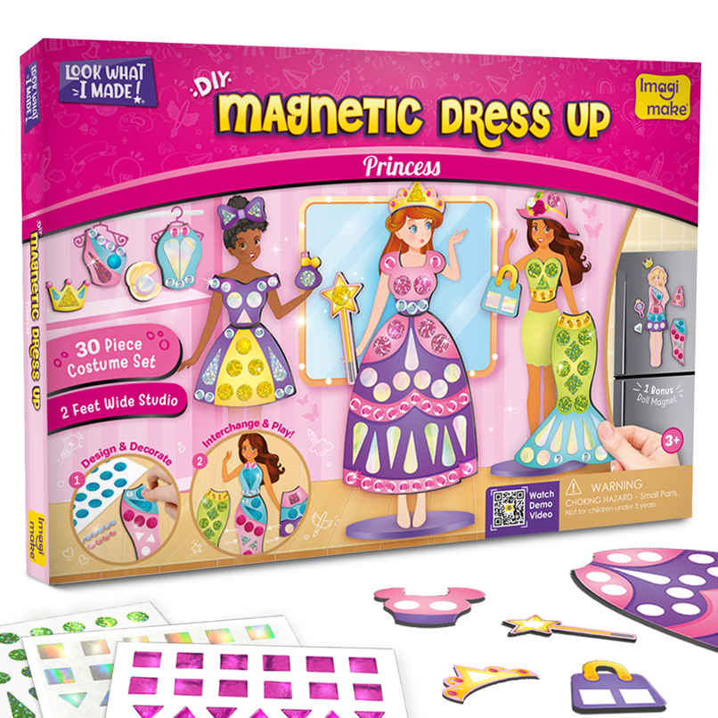 Imagimake Magnetic Dress-Up Princess Kit | Pretend Play Toy | Birthday Gift for Girls