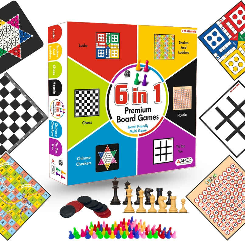 Apex 6 in 1 Premium Board Game Set | Chess, Ludo, Snakes & Ladders | Family Game Apex 6 in 1 Premium Board Game Set | Chess, Ludo, Snakes & Ladders | Family Game