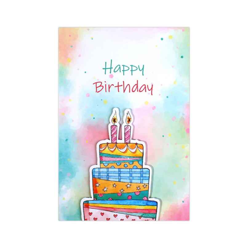 Itsy Bitsy Greeting Card & Envelope Birthday Cake 4 x 6 Inch 2 Pc Pb Lb