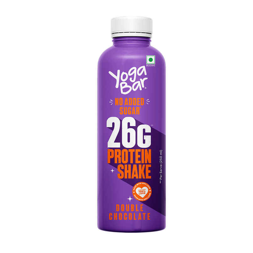 Yoga Bar 26g Protein Shake Double Chocolate, No Added Sugar, Rich In Calcium, Low Fat, 210 Calories Yoga Bar 26g Protein Shake Double Chocolate, No Added Sugar, Rich In Calcium, Low Fat, 210 Calories
