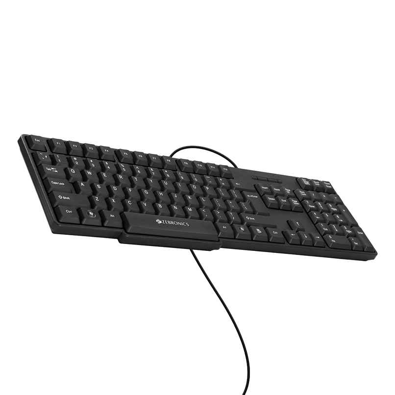 Zebronics K20 Wired Keyboard, 104 Keys, 1.2m Cable, With Rupee Key, UV Coated Keys, USB Interface, Retractable Stand, Plug and Play - Black Zebronics K20 Wired Keyboard, 104 Keys, 1.2m Cable, With Rupee Key, UV Coated Keys, USB Interface, Retractable Stand, Plug and Play - Black
