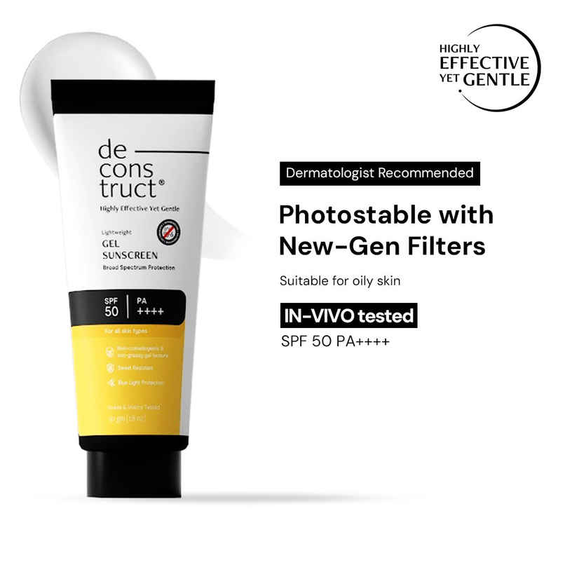 Deconstruct Gel Sunscreen SPF 50 PA ++++ | In-Vivo Tested | Lightweight Deconstruct Gel Sunscreen SPF 50 PA ++++ | In-Vivo Tested | Lightweight