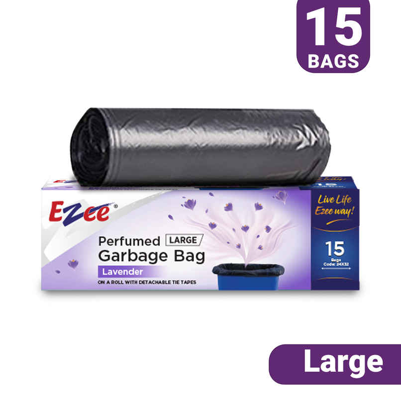 EZEE Lavender Fragrance Garbage Bag - Biofriendly | Black - Large