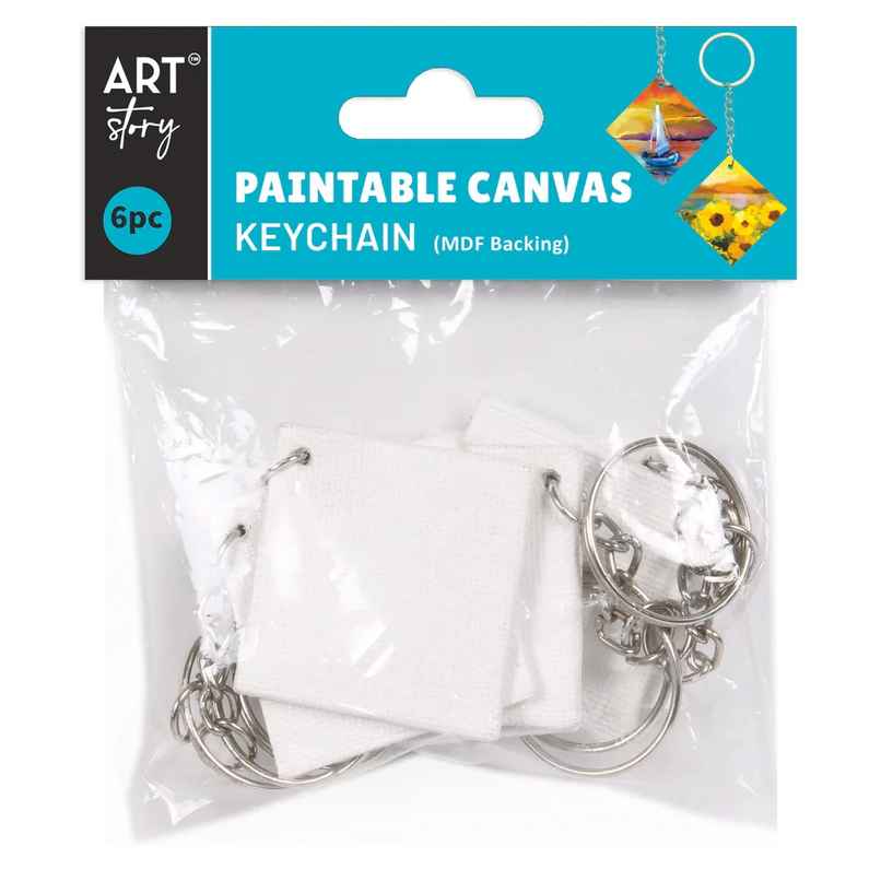 Itsy Bitsy Paintable Mdf Canvas Keychain 1.5 x 1.5 Inch 2mm Thick 6 Pc Ar