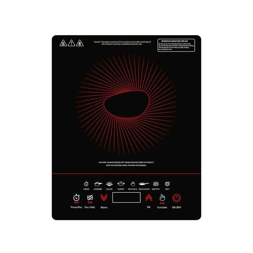 Pigeon By Stovekraft 14429 Acer Plus 1800 Watt Induction Cooktop with Feather Touch Control, Induction Stove comes with 8 Preset Menus and Auto-Shut Off features - Black