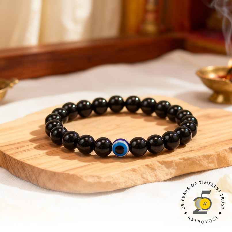 Astroyogi Evil Eye Bracelet | Black | Natural Gemstones | Pack of 1 Astroyogi Evil Eye Bracelet | Black | Natural Gemstones | Pack of 1