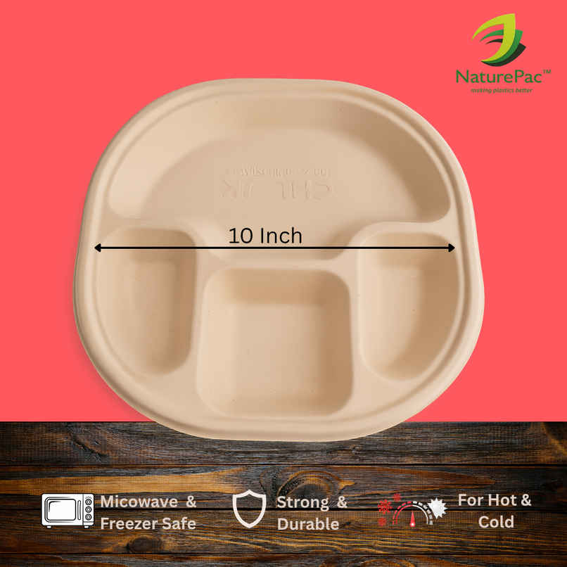 Bagasse Plate | Square | 10 inch | 4 Compartment | Naturepac Bagasse Plate | Square | 10 inch | 4 Compartment | Naturepac