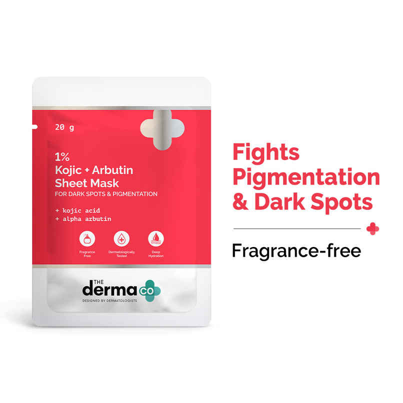 The Derma Co. Kojic Acid + Arbutin Brightening Sheet Mask for Pigmentation & Dark Spots The Derma Co. Kojic Acid + Arbutin Brightening Sheet Mask for Pigmentation & Dark Spots