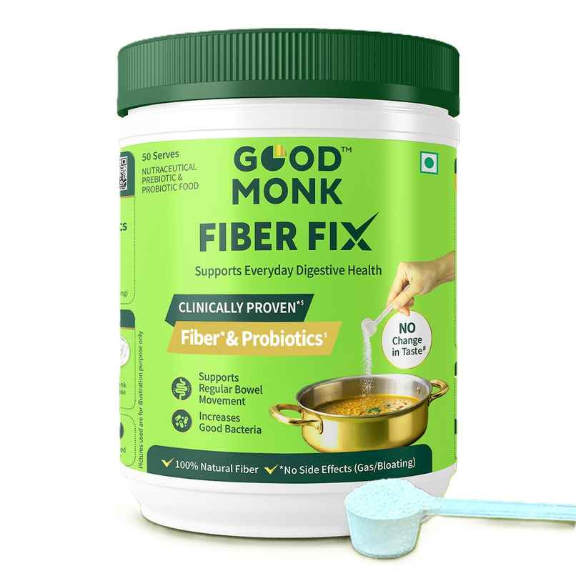 Good Monk Fiber Fix | Relieves Constipation, Bloating & Gas | Gut Health Powder | 90 Servings