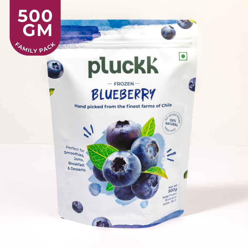 Pluckk Fresh Frozen Blueberry Imported Natural Non GMO Antioxidant Rich Superfood Snack