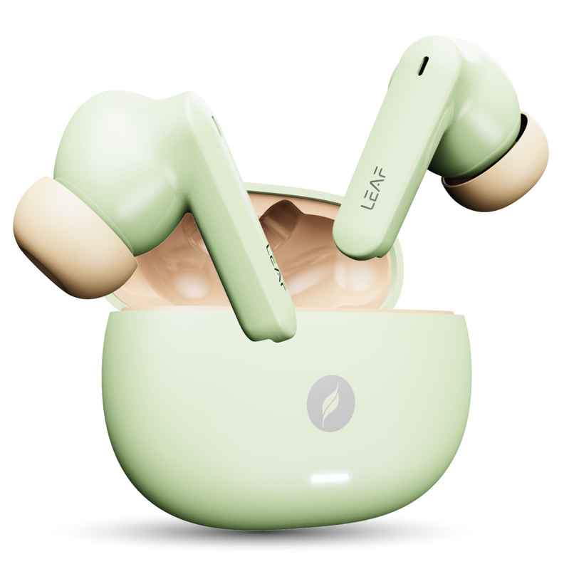 Leaf Buds X334 True Wireless in Ear Earbuds AI Sound App, 40H Playtime, Quad Mic with ENC, Matcha
