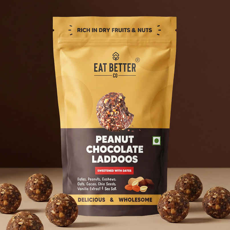Eat Better Co Peanut & Chocolate Laddoos | No Added Sugar | High Protein, Truly Natural Eat Better Co Peanut & Chocolate Laddoos | No Added Sugar | High Protein, Truly Natural