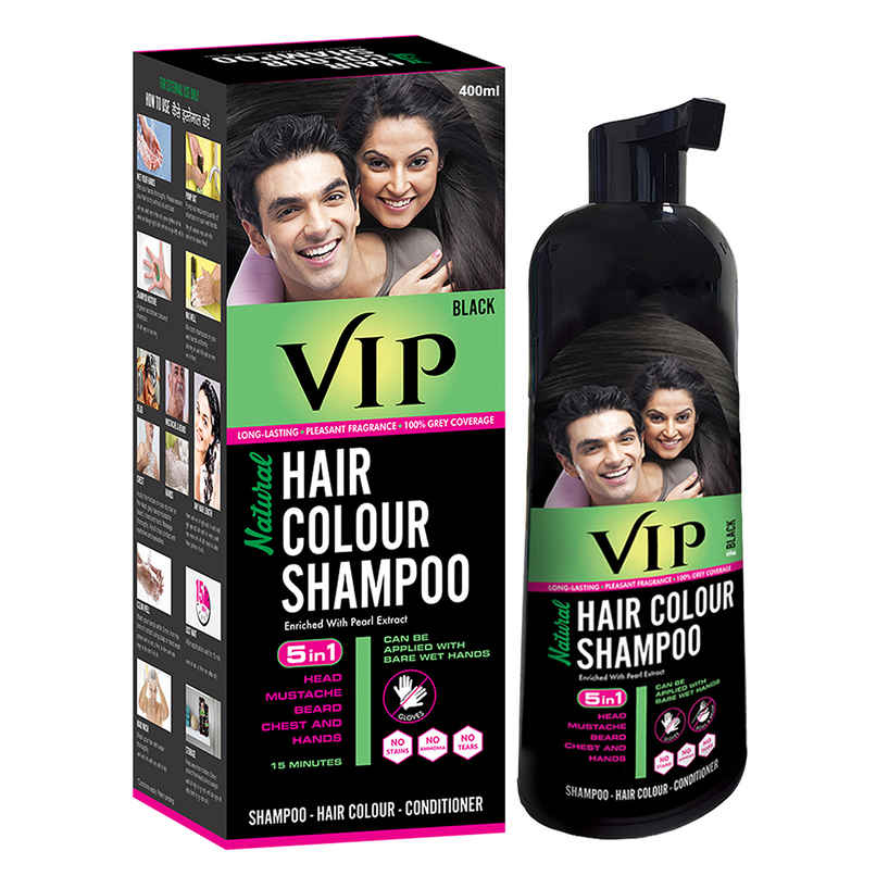 Vip Hair Color Shampoo Black For Men And Women - Family Pack Vip Hair Color Shampoo Black For Men And Women - Family Pack