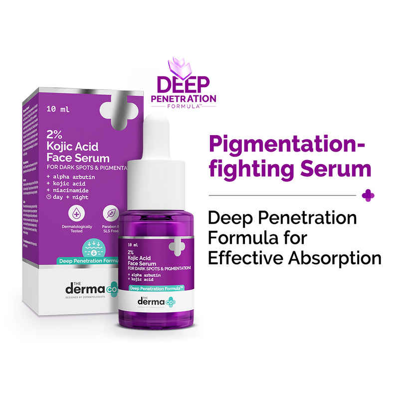 The Derma Co 2% Kojic Acid Face Serum for Dark spots reduction, Pigmentation & Blemishes The Derma Co 2% Kojic Acid Face Serum for Dark spots reduction, Pigmentation & Blemishes