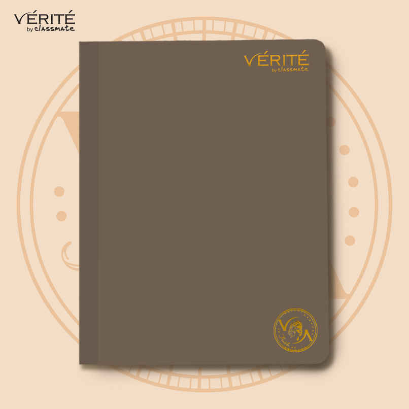 Verite by Classmate | Lay Flat Notebook | Taupe Brown | Size 240 X 180 | Single Line | 120 Pages