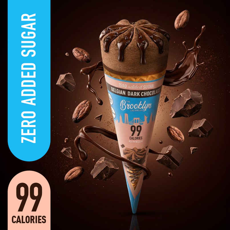 The Brooklyn Creamery Belgian Chocolate Mini Ice Cream Cone | Low Calorie Zero Added Sugar The Brooklyn Creamery Belgian Chocolate Mini Ice Cream Cone | Low Calorie Zero Added Sugar