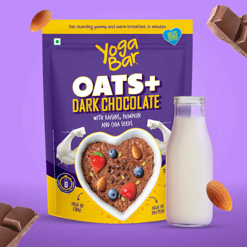 Yoga Bar Dark Chocolate Oats, High Protein and Fibre, Raisins, Pumpkin, Chia Seeds, Rich in Omega -3 Yoga Bar Dark Chocolate Oats, High Protein and Fibre, Raisins, Pumpkin, Chia Seeds, Rich in Omega -3
