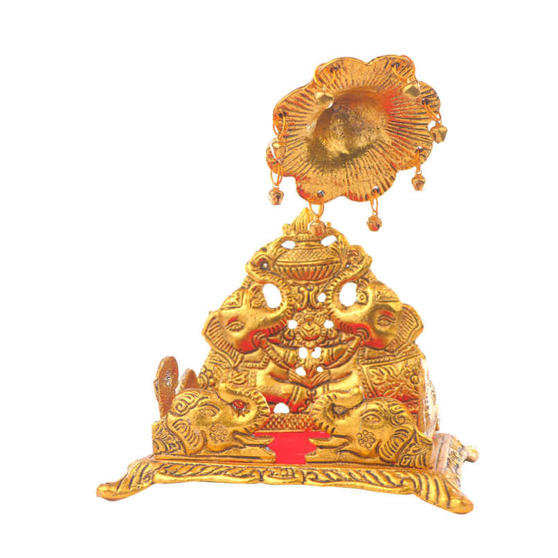 Singhashan For Laddu Gopal with Elephants in Gold Polish | Devnidhi