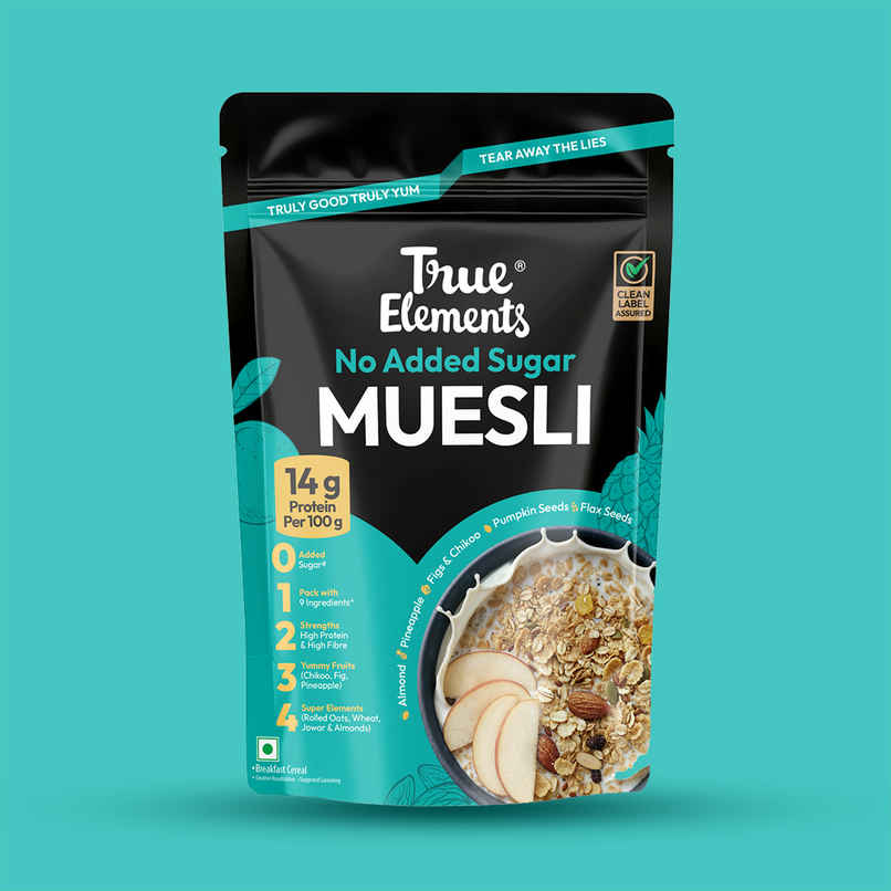True Elements No Added Sugar Muesli Jar Wholegrain Breakfast Cereal Sugar Free Muesli