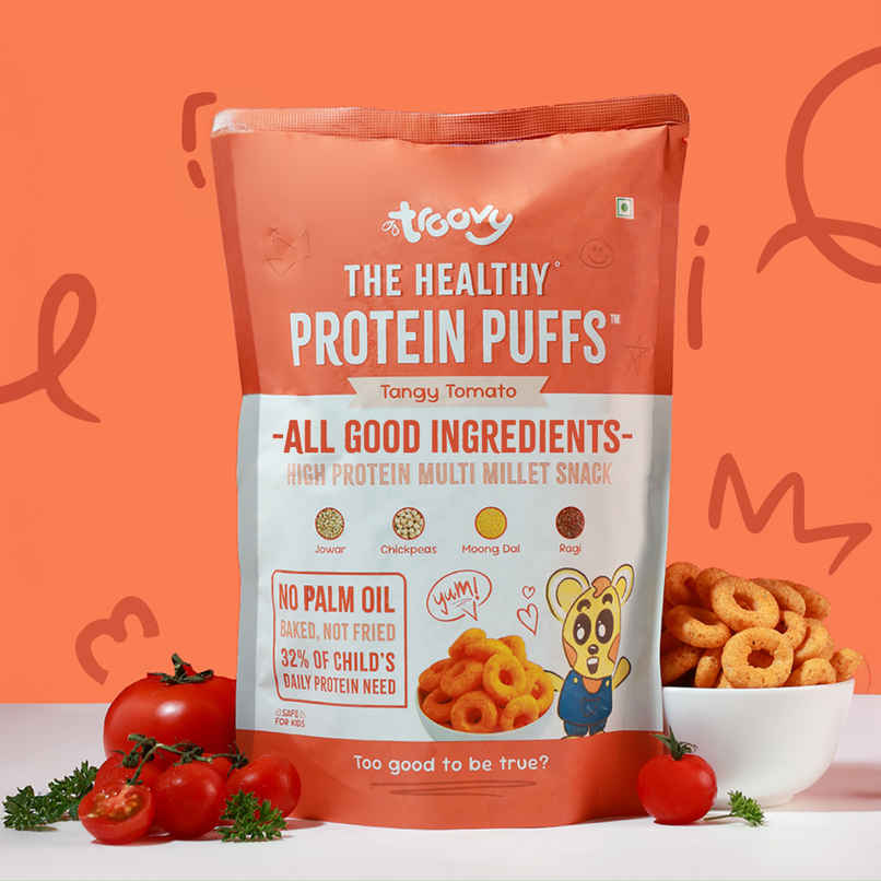 Troovy High Protein Tangy Tomato Puffs | No Palm Oil, No Chemicals Troovy High Protein Tangy Tomato Puffs | No Palm Oil, No Chemicals