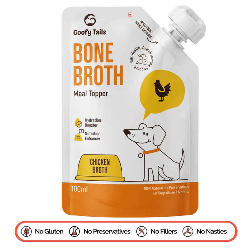 Goofy Tails Chicken Bone Broth for Dogs | Collagen Rich Dog and Puppy Food Topper Goofy Tails Chicken Bone Broth for Dogs | Collagen Rich Dog and Puppy Food Topper