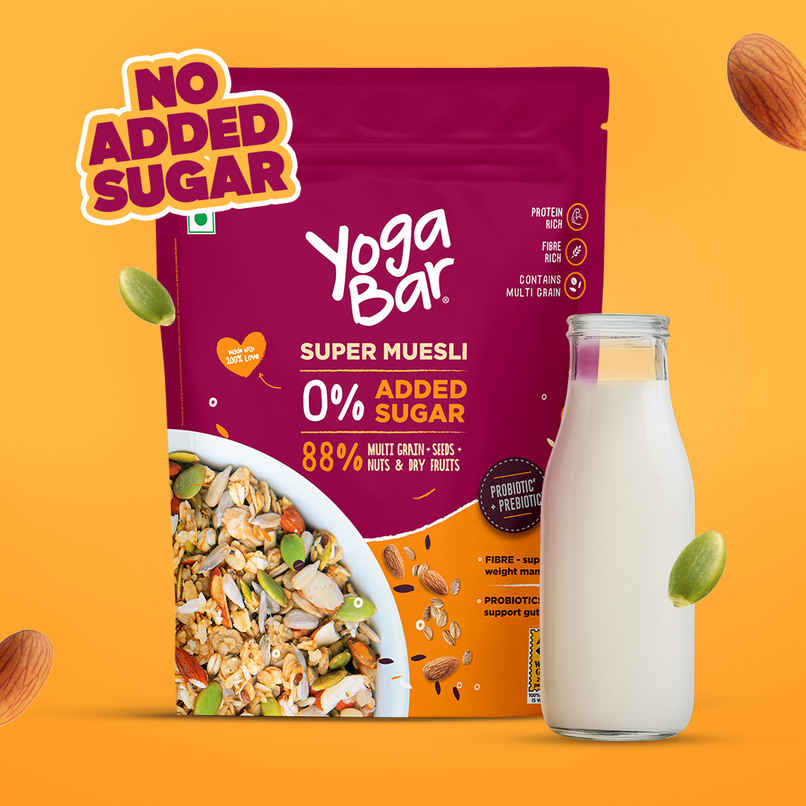 Yoga Bar Muesli, No Added Sugar, Multigrain, Seeds, Nuts And Dry Fruits, High Fibre, Probiotics