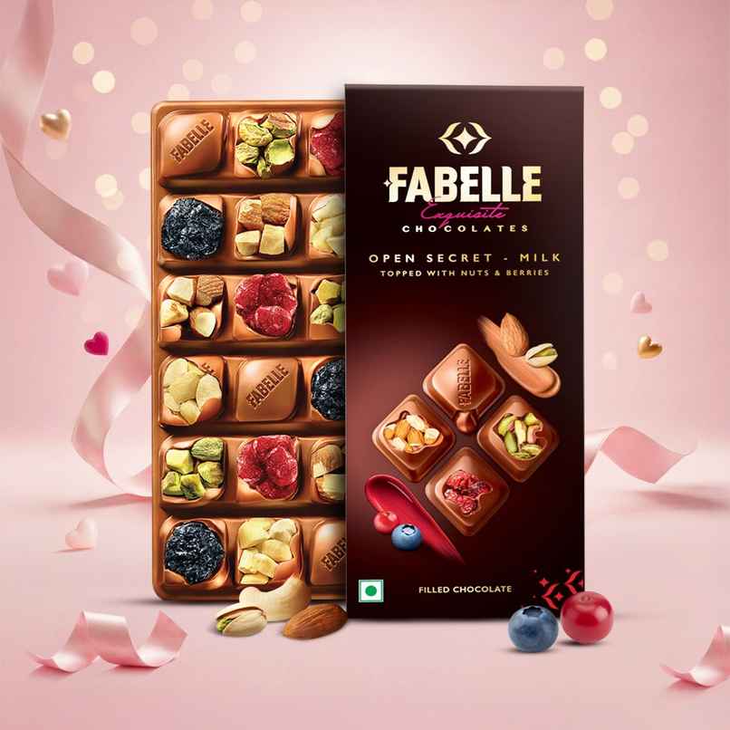 Fabelle Open Secret- Milk Chocolate Handcrafted Bar with Exotic Nuts and Berries