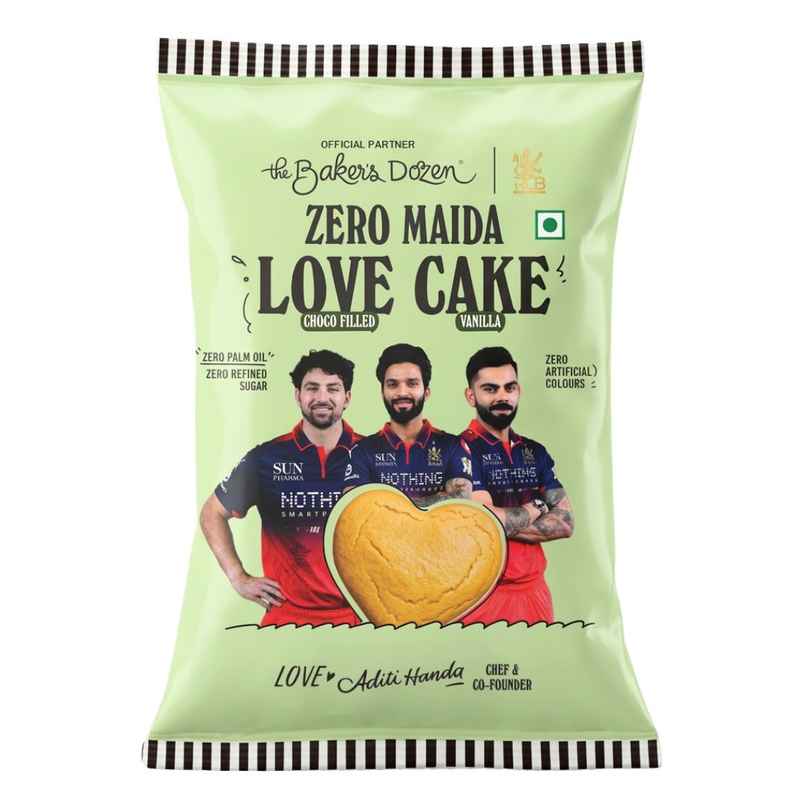 The Baker's Dozen Zero Maida Love Cake - Vanilla | Veg/Eggless Heart cake - filled with Choco The Baker's Dozen Zero Maida Love Cake - Vanilla | Veg/Eggless Heart cake - filled with Choco